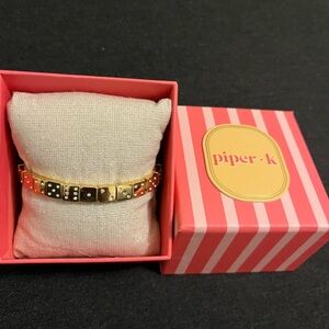 Casual🎲 Piper K Gold-Tone Dice Stretch Bracelet 🎲